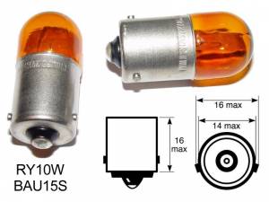 Žiarovka 12V RY10W 10W BAU15s - oranž.- premium