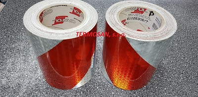 Reflexná páska 141mm bielo-červená Ľ